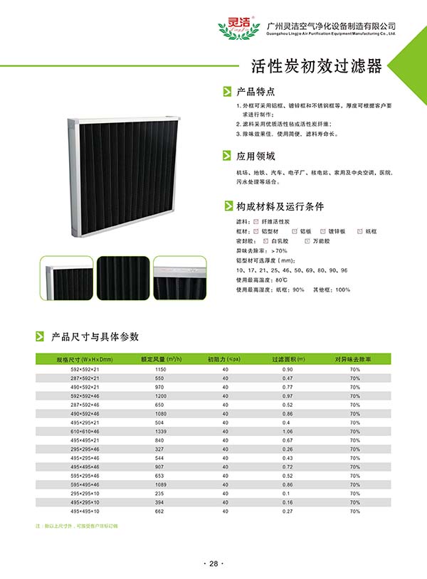 活性炭空气过滤器使用注意事故及定义