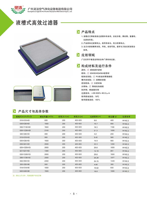 液槽密封式高效过滤器用途及效率(2019版)