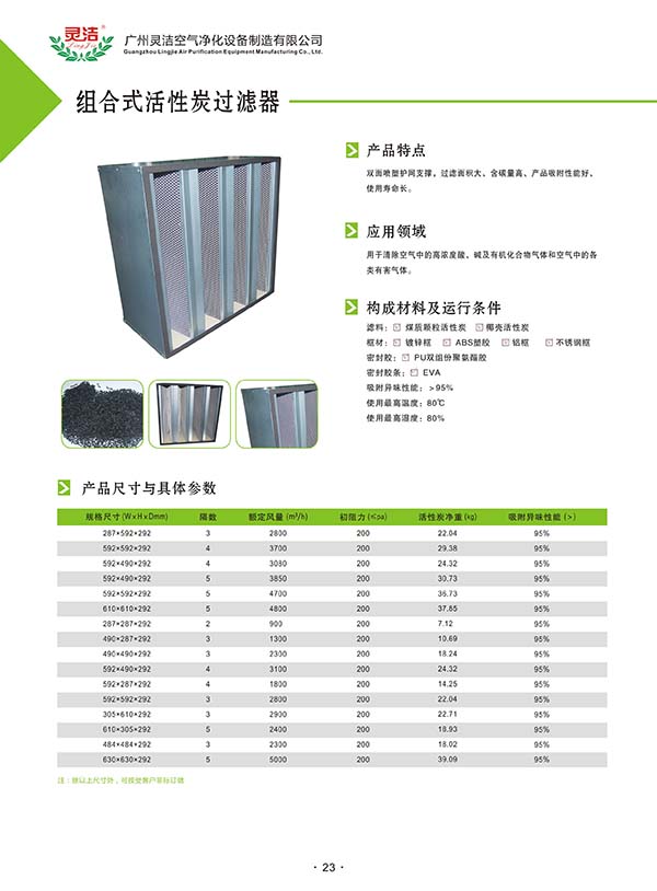 组合式活性炭高效过滤器用途